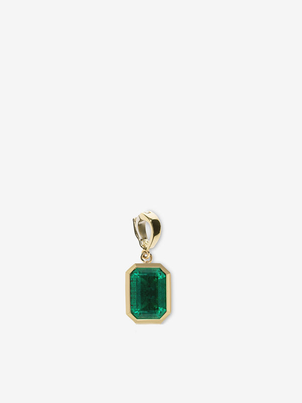 azlee Rich Medium Bezel Emerald Charm