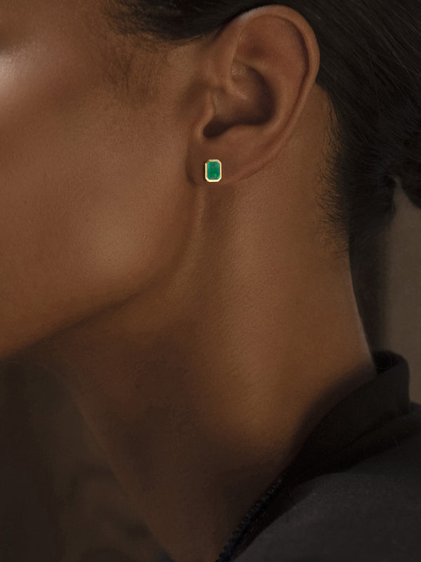 Azlee Rich Medium Emerald Studs