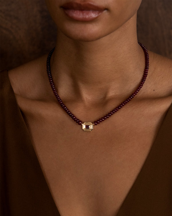Azlee Rich Ruby Bead Staircase Necklace