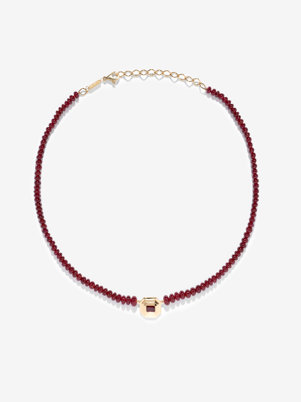 azlee Rich Ruby Bead Staircase Necklace