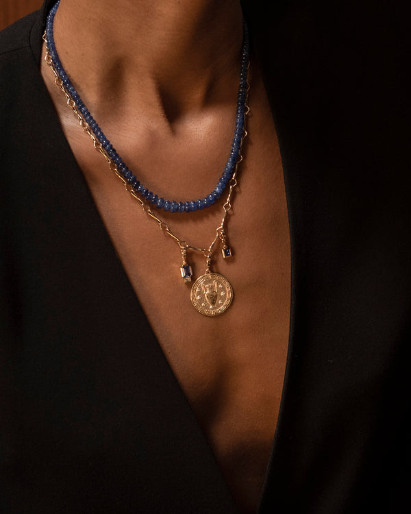 Azlee Rich Sapphire Bead Necklace