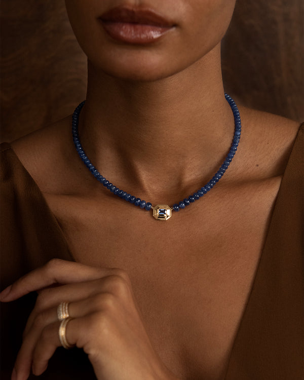 Azlee Rich Sapphire Bead Staircase Necklace
