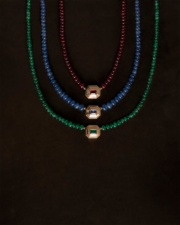 Azlee Rich Sapphire Bead Staircase Necklace