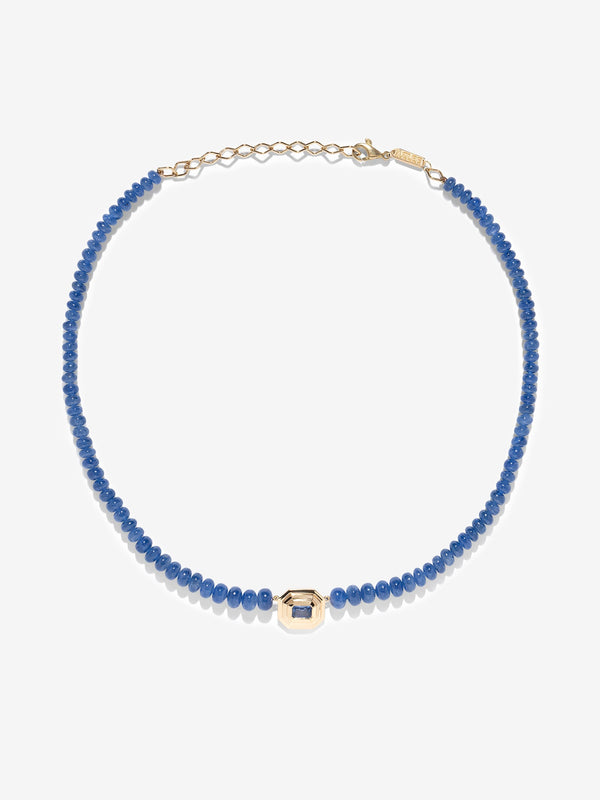 azlee Rich Sapphire Bead Staircase Necklace