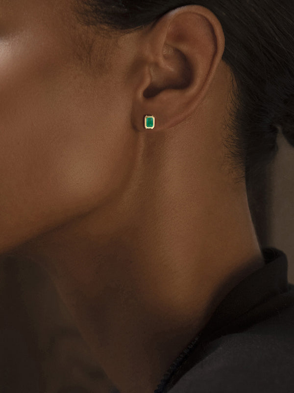 Azlee Rich Small Emerald Studs