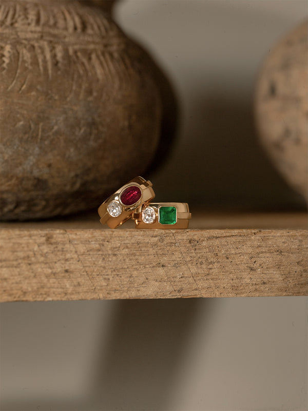 Azlee Ruby & Diamond Duet Ring