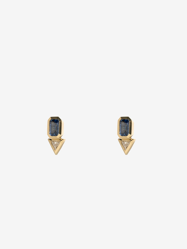 azlee Saphire and Trillion Diamond Stud Earrings