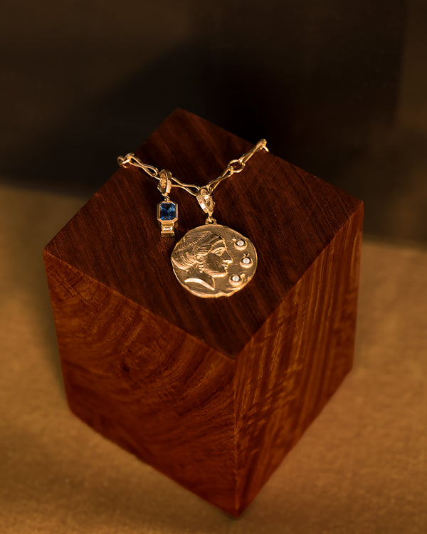 Azlee Sapphire And Baguette Diamond Charm