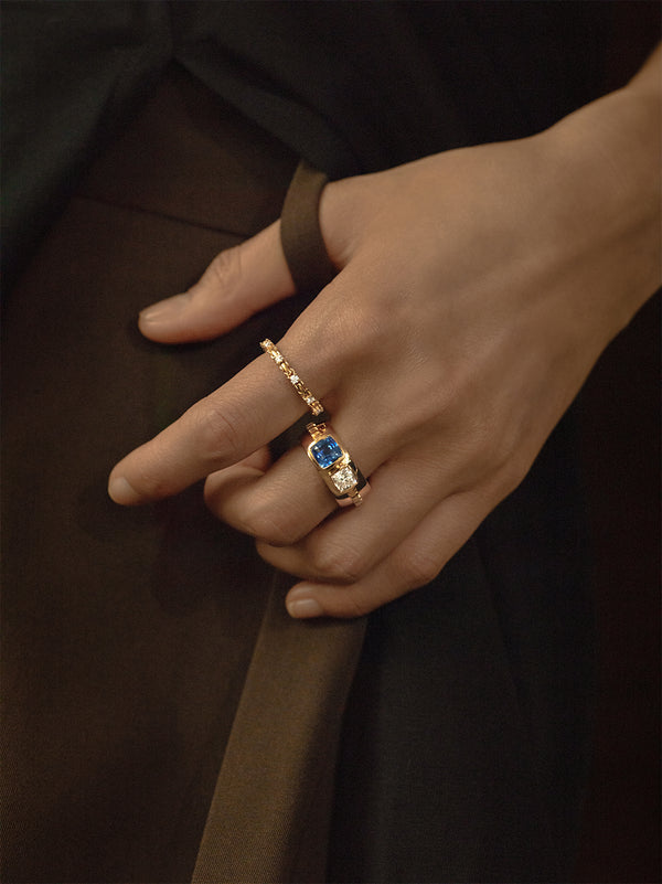 Azlee Sapphire & Diamond Duet Ring