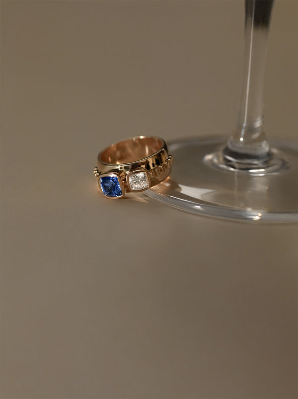 Azlee Sapphire & Diamond Duet Ring