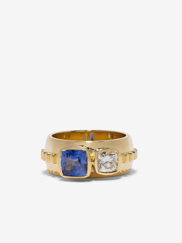 azlee Sapphire & Diamond Duet Ring