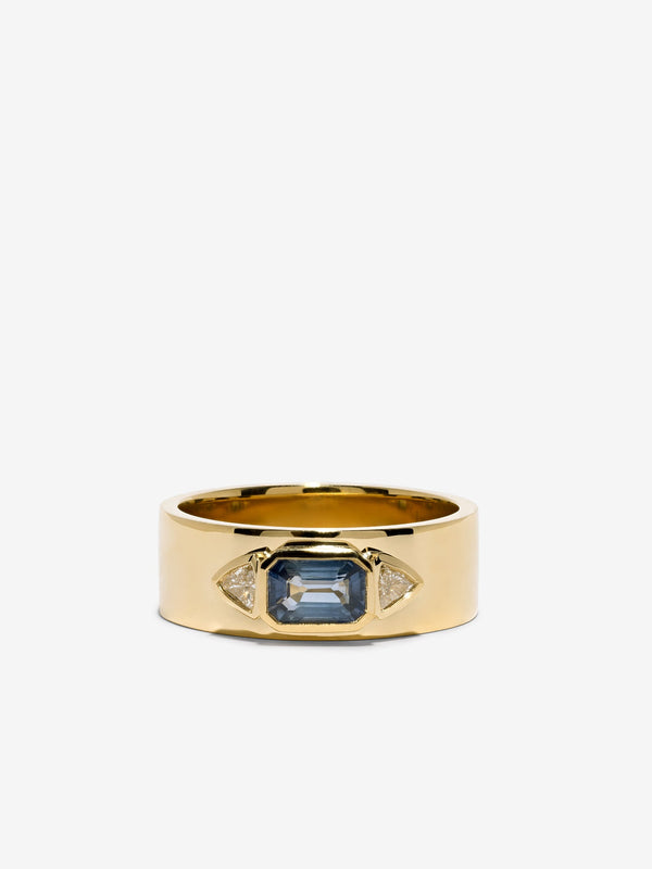 azlee Sapphire NESW Diamond Ring
