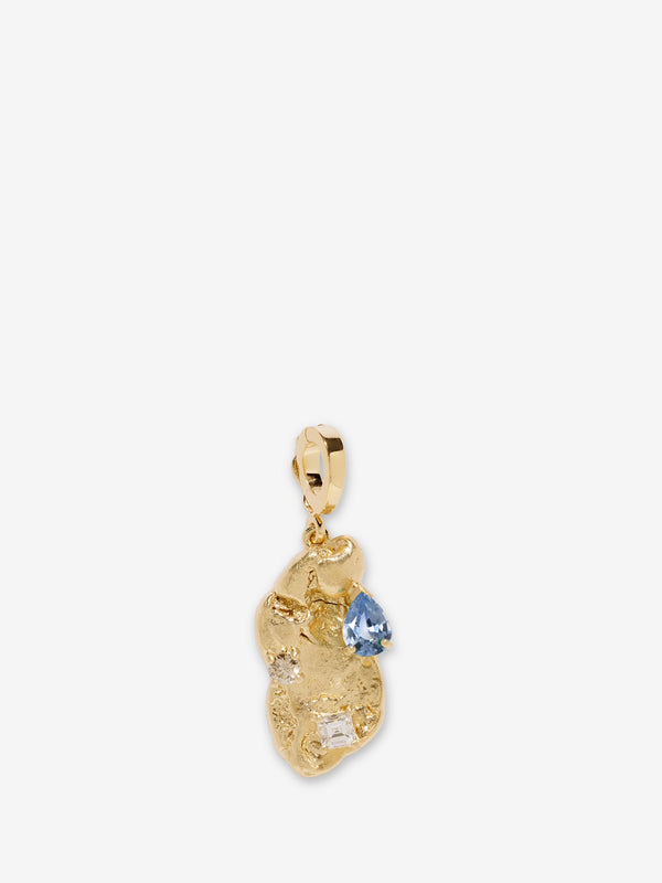 azlee Sapphire Scattered Large Gold Nugget Charm