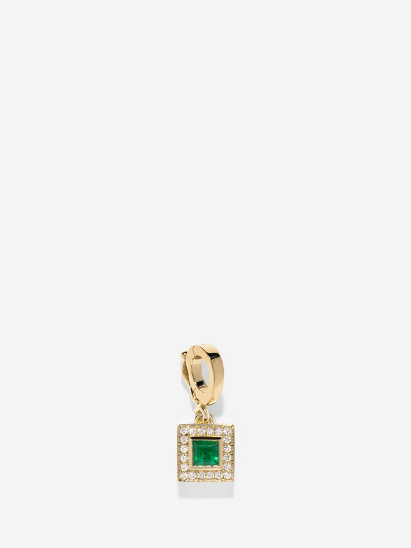 azlee Silhouette Small Carre Emerald Charm