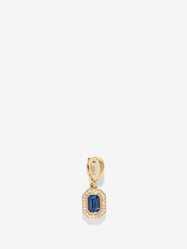 azlee Silhouette Small Emerald-Cut Sapphire Charm