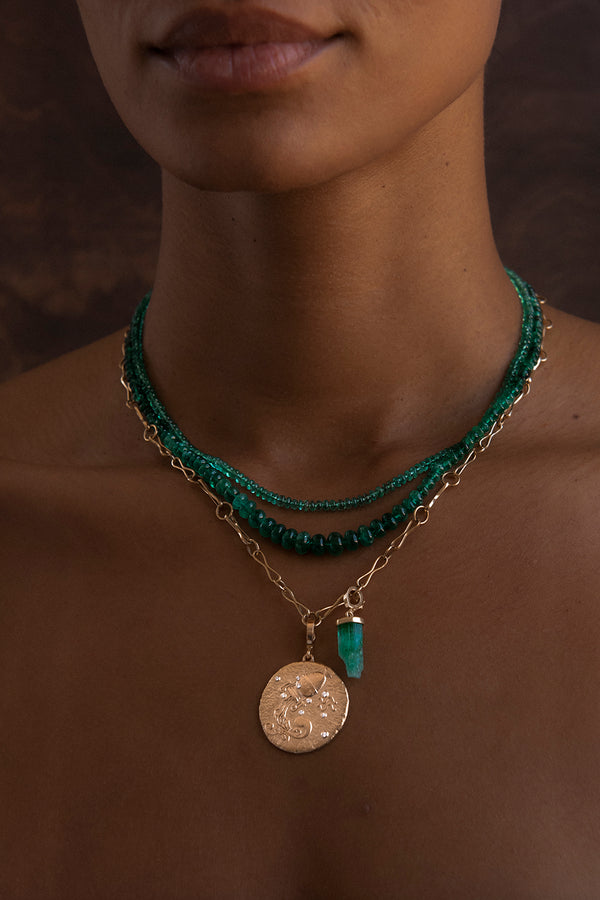Azlee Small Dark Green Emerald Bead Necklace