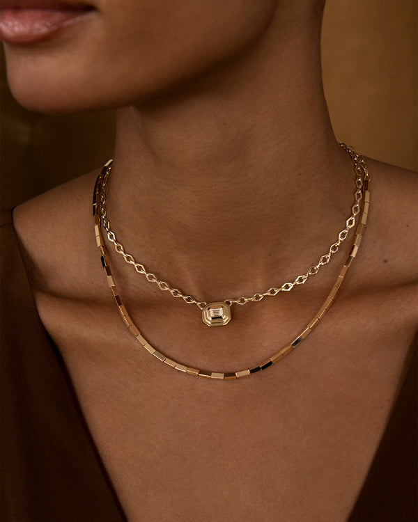 Azlee Small Gold Bar Necklace