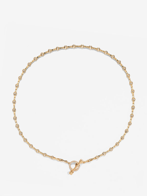 azlee Small Motif Double Link Pave Toggle Chain