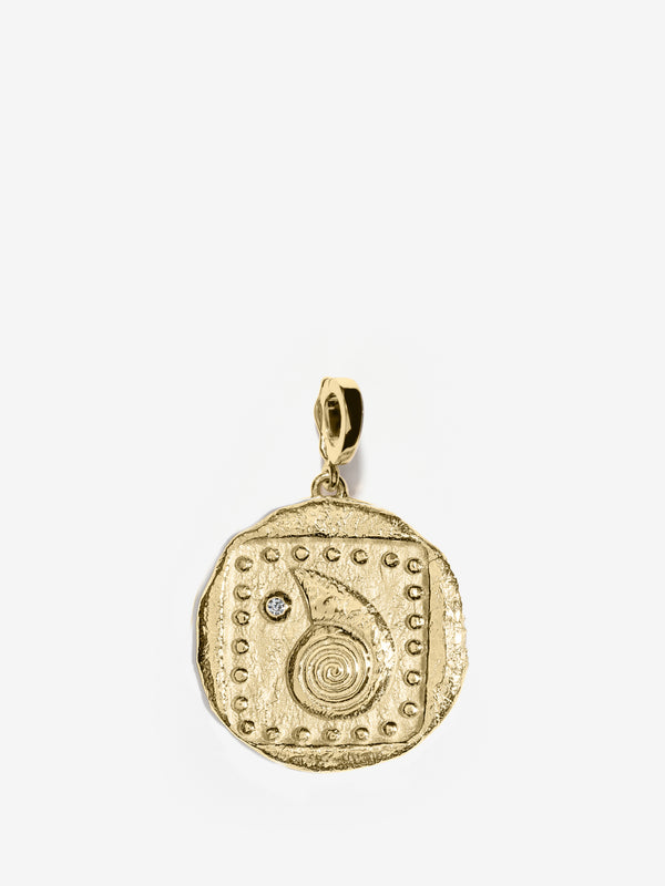 azlee Spiral Seashell Large Diamond Coin Charm