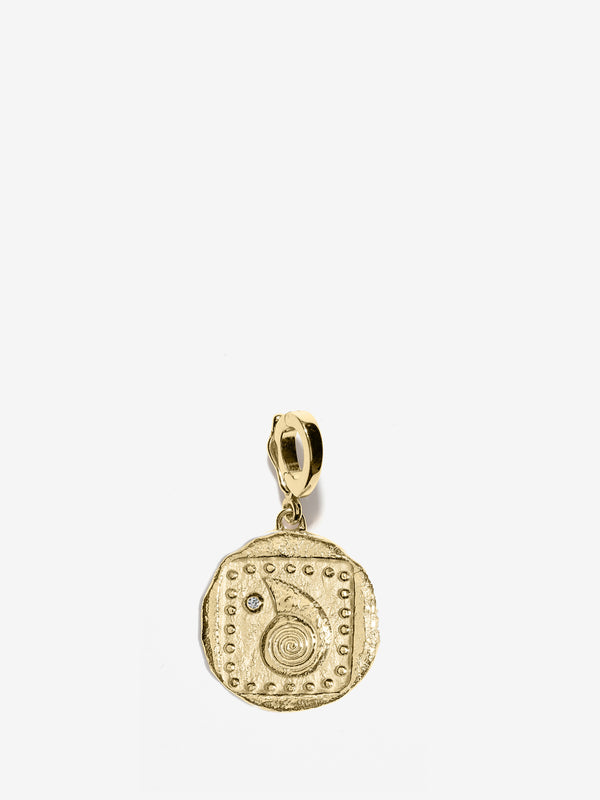 azlee Spiral Seashell Small Diamond Coin Charm