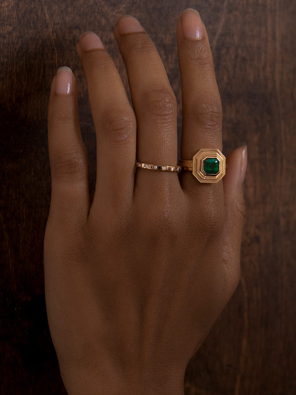 Azlee Staircase 2-Tier Square Emerald Ring