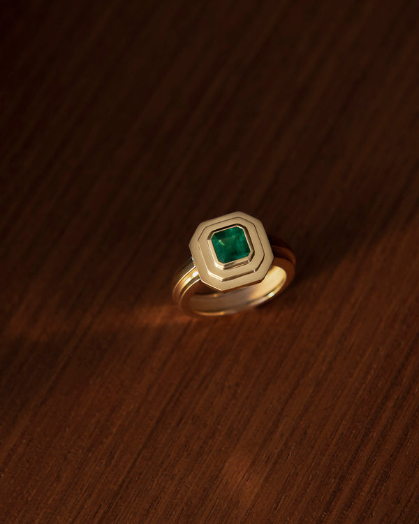 Azlee Staircase 2-Tier Square Emerald Ring