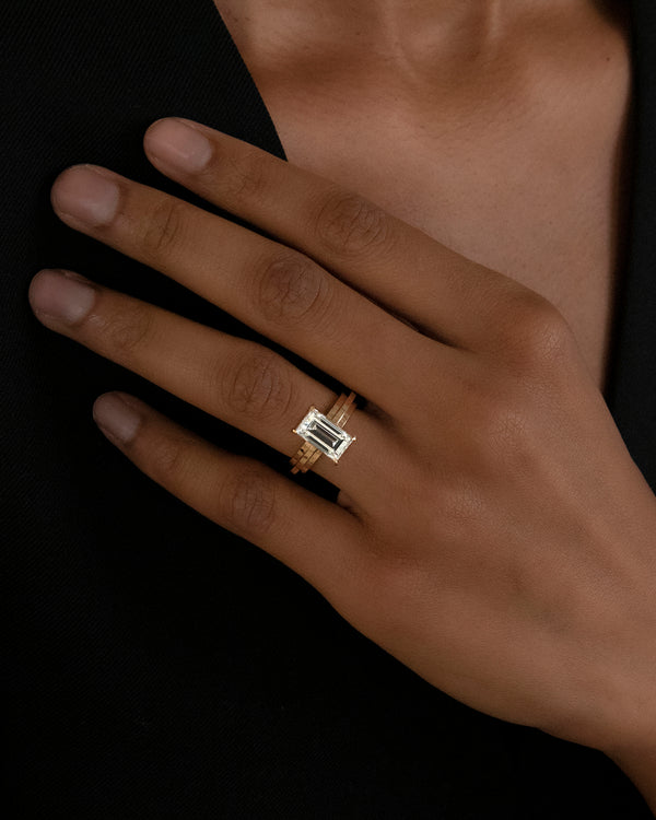 Azlee Staircase 3-Tier Baguette Diamond Ring