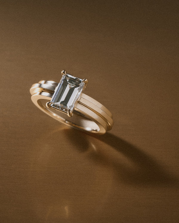 Azlee Staircase 3-Tier Baguette Diamond Ring