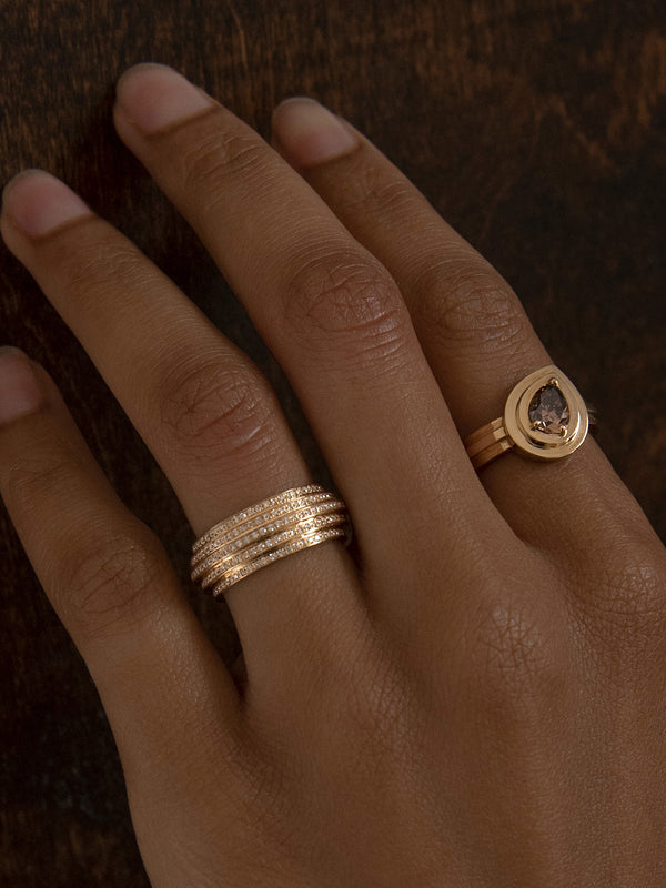 Azlee Staircase 5-Tier Pave Diamond Ring