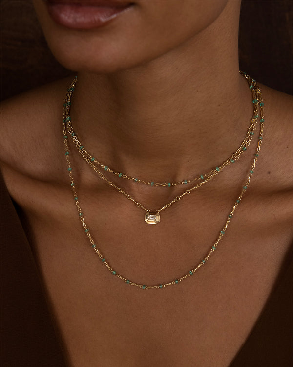 Azlee Staircase Diamond Motif Chain Necklace