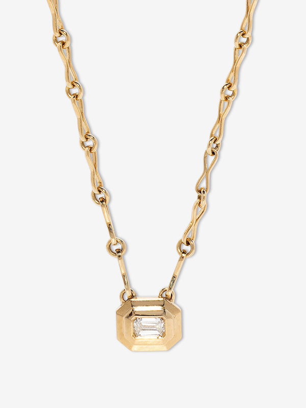 azlee Staircase Diamond Motif Chain Necklace