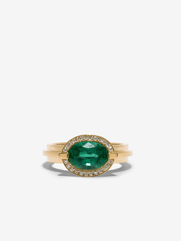 azlee Staircase Emerald & Diamond Floating Ring