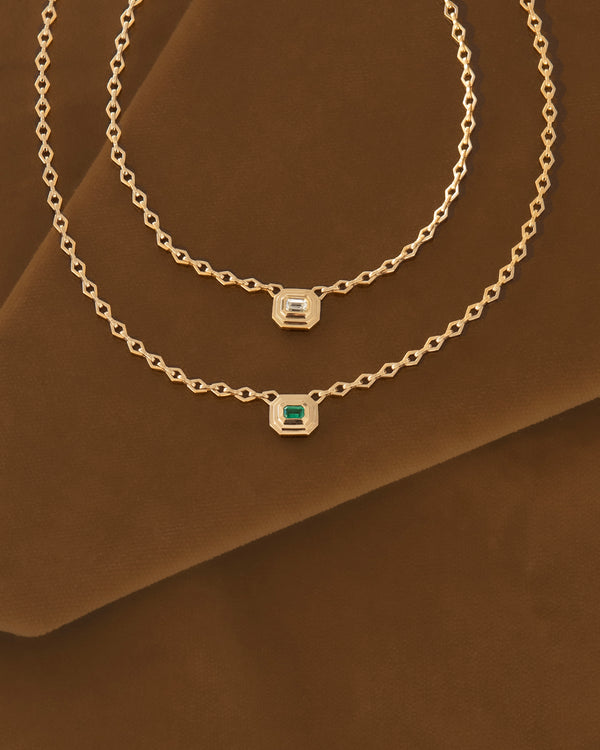 Azlee Staircase Emerald Medium Chain Necklace