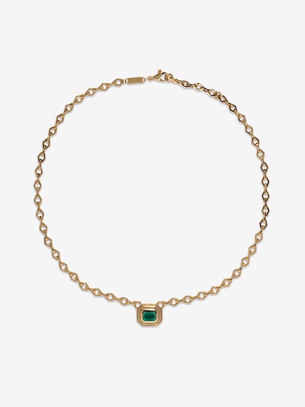 azlee Staircase Emerald Medium Chain Necklace