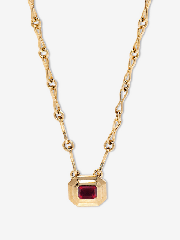 azlee Staircase Ruby Motif Chain Necklace