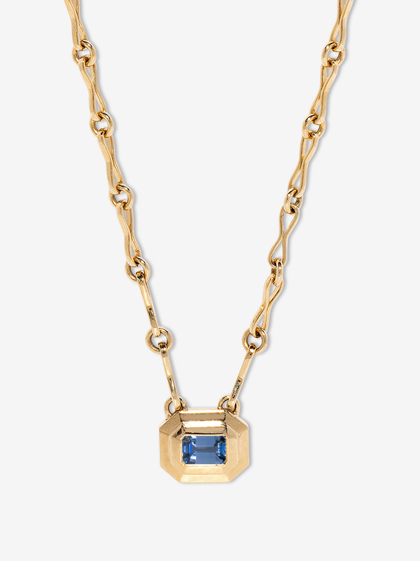 azlee Staircase Sapphire Motif Chain Necklace