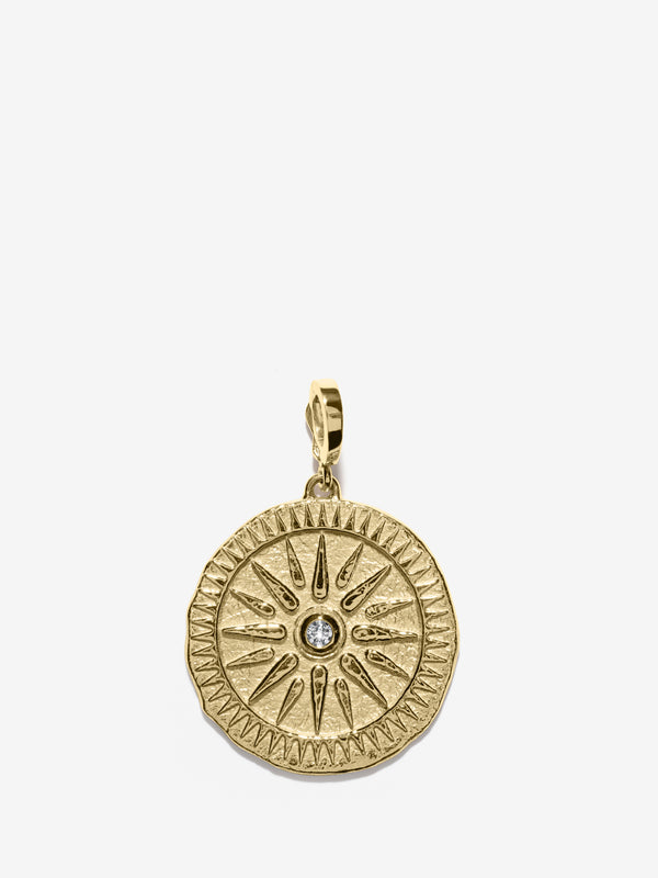 azlee Sunburst Large Diamond Coin Charm