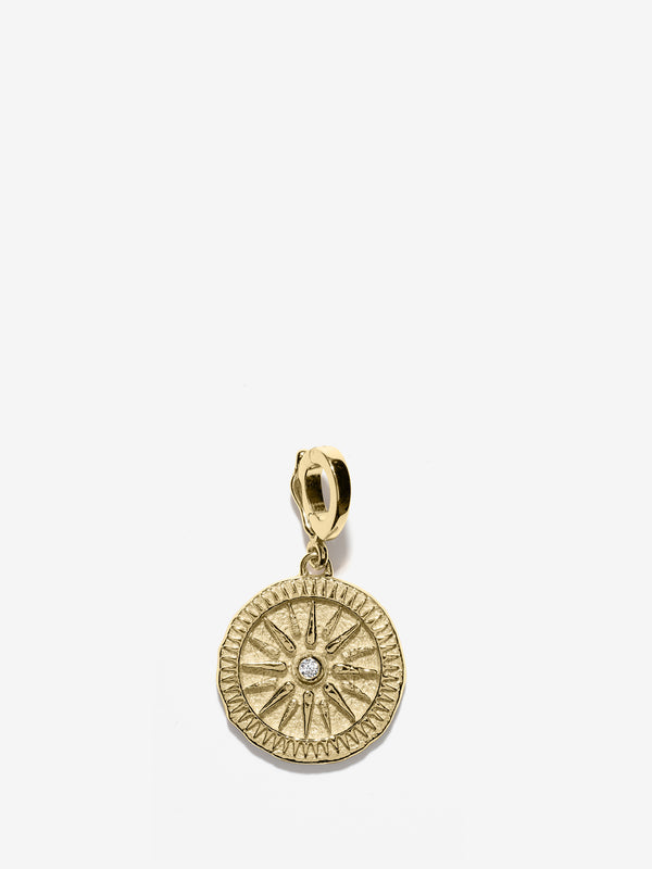 azlee Sunburst Small Diamond Coin Charm