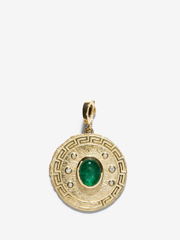 azlee Tessellate Emerald Large Coin Charm