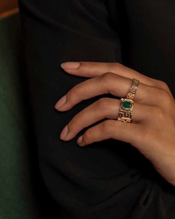 Azlee Tessellate Emerald Ring Large