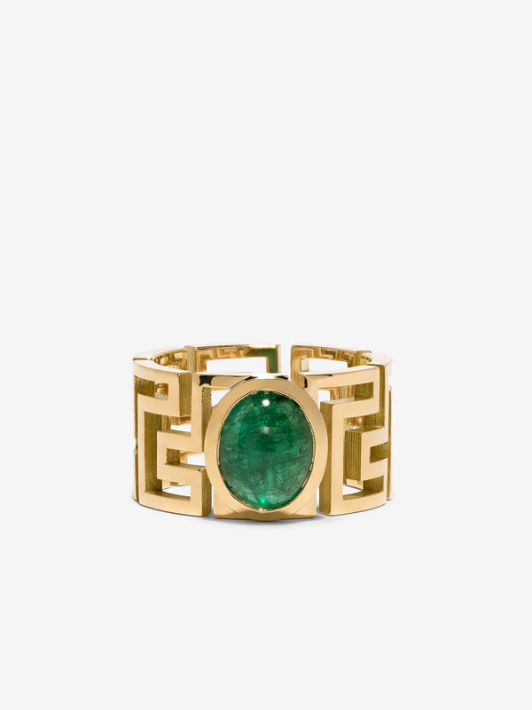 azlee Tessellate Emerald Ring Large