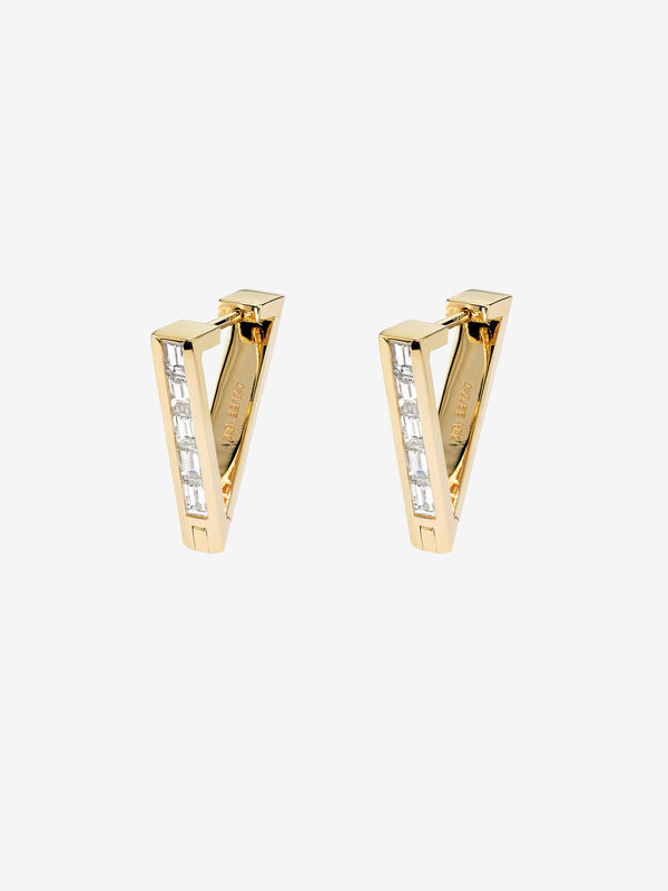 azlee V Baguette Diamond Hoops