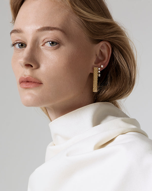 Azlee Woven Chain Diamond Earrings