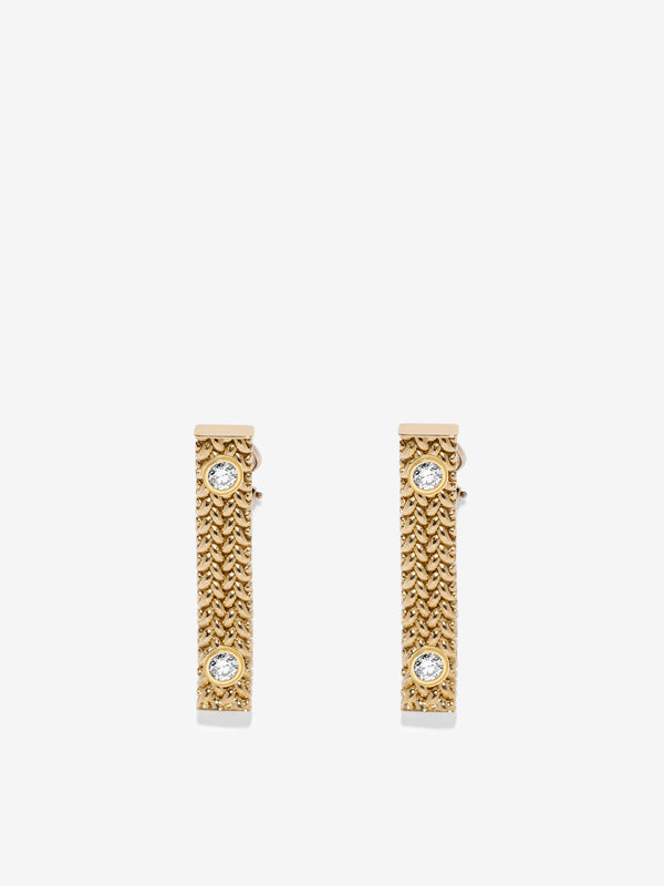 azlee Woven Chain Diamond Earrings