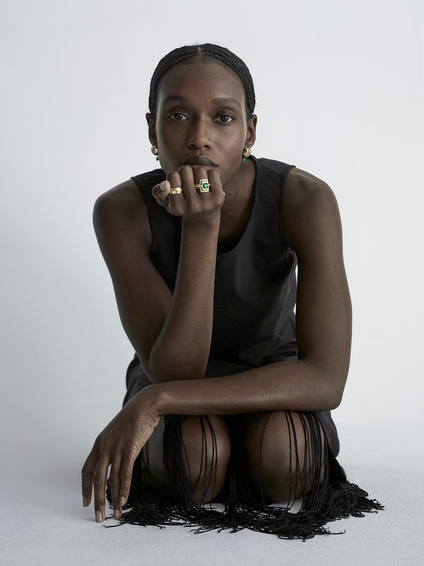 Azlee ĀZLEE X Gemfields Contour Emerald Pave Diamond Ring