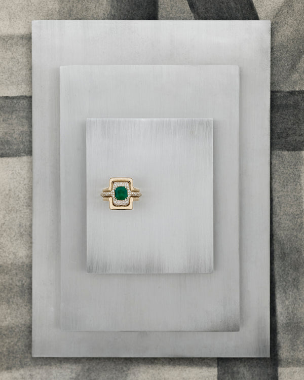 Azlee ĀZLEE X Gemfields Contour Emerald Pave Diamond Ring