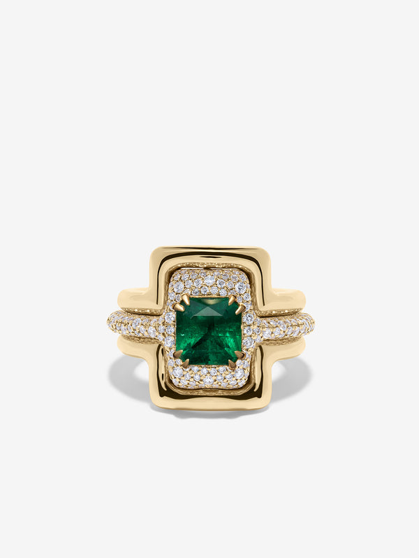 azlee ĀZLEE x Gemfields Contour Emerald Pave Diamond Ring