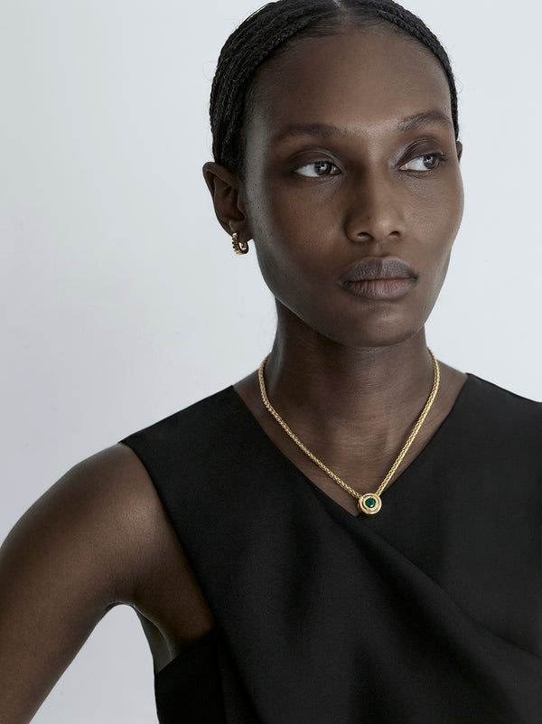 Azlee ĀZLEE X Gemfields Contour Staircase Emerald Woven Necklace