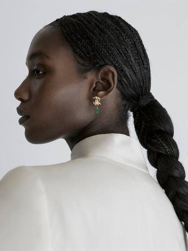 Azlee ĀZLEE X Gemfields Fluid Staircase Earrings With Emerald Drops