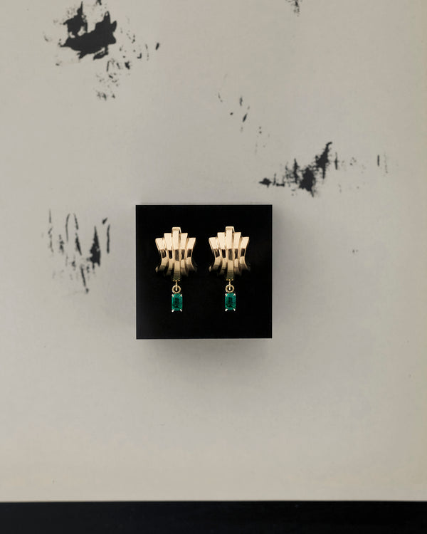 Azlee ĀZLEE X Gemfields Fluid Staircase Earrings With Emerald Drops